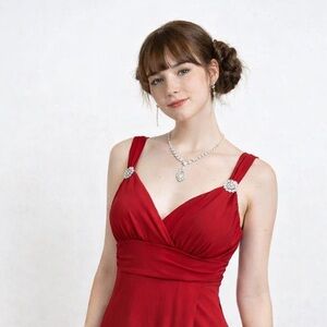 VTG Y2K holiday party dress Ruby Rox Whimsigoth Red Medium Asymmetric Hem HOCO